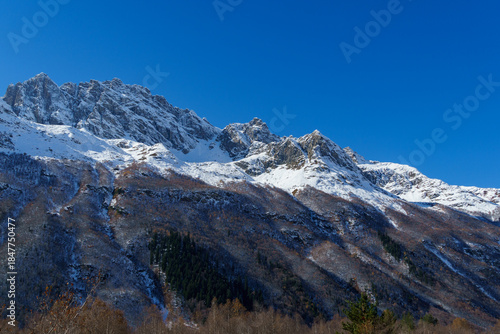 Wallpaper Mural Landscape with snow tops in valley of Gonachkhir River in Teberdinsky National Park. Dombay, Karachay-Cherkessia, Russia Torontodigital.ca