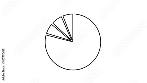 Minimalist pie chart illustrating proportional data segments with clean lines and clear divisions