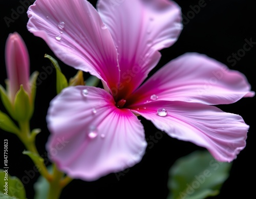 Vibrant Pink Flower with Water Droplets Soft Focus