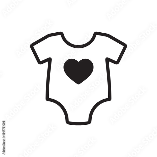  Silhouette baby bodysuit with heart symbol vector Illustrator