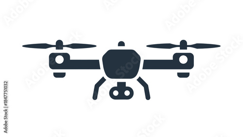 minimalist silhouette illustration of a quadcopter drone with spinning rotors