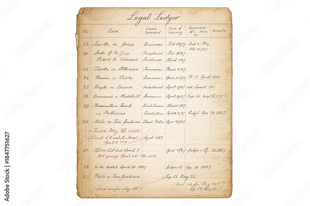 Naklejka premium Legal Ledger Document with transparent background for data analysis