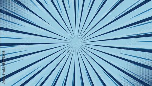 Ice Blue Comic Book Radial Speed Lines Background vector illustration