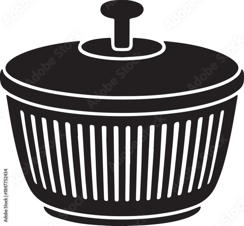 Silhouette salad spinner kitchenware for cleaning lettuce and vegetables Vector Illustrator