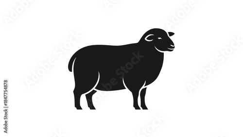Black Silhouette of a Sheep Standing.