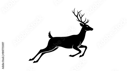 Running Deer Silhouette with Antlers.
