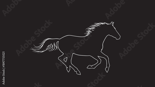 Running Horse Silhouette Illustration.