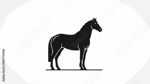 Silhouette of a Standing Horse Profile.