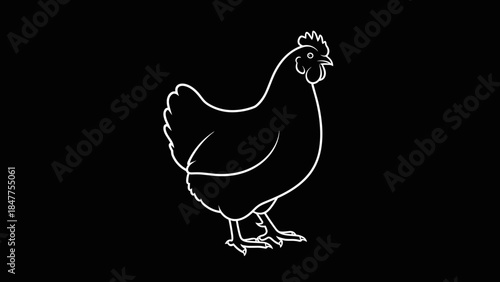 Simple Line Drawing of a Chicken.