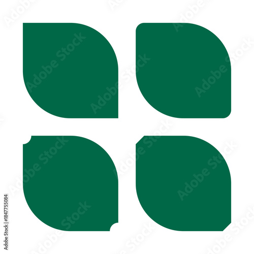 Green Two Corner Circle Cut Leaves