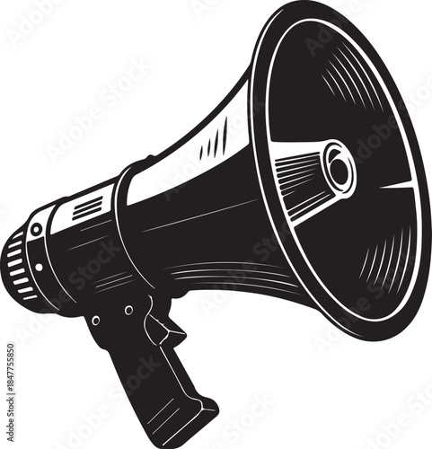 megaphone isolated on white solid white background silhouette
