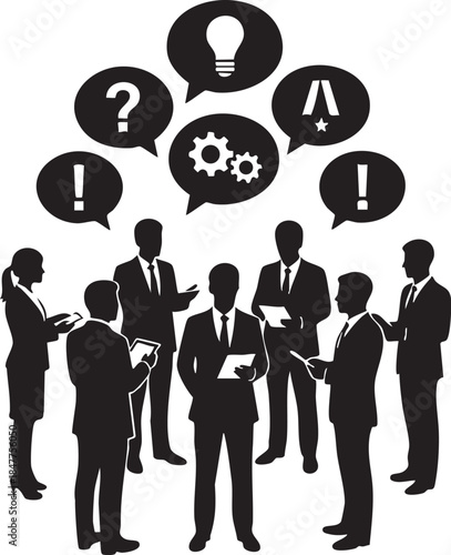 Business Teamwork Concept with Group Silhouettes