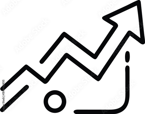 Upward trending line graph icon symbolizing business growth, financial progress, and market increase