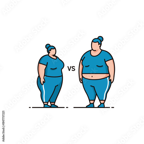 Two women with different body types standing side by side.