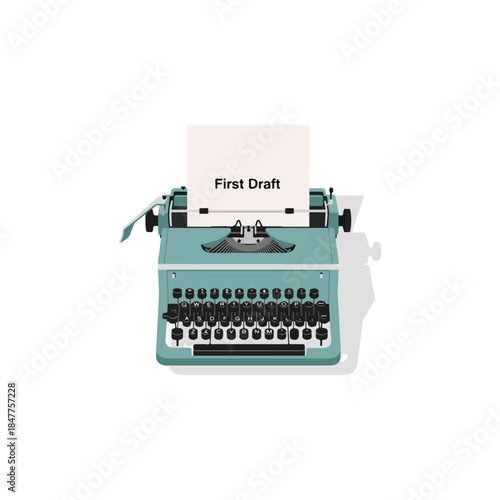 Vintage typewriter with first draft paper.