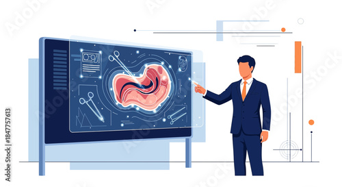 Medical professional presenting innovative surgical technology at the forefront of medicine