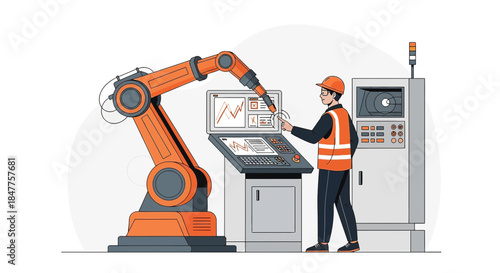 Modern industrial production facilitated by robotics and skilled human monitoring enhancing