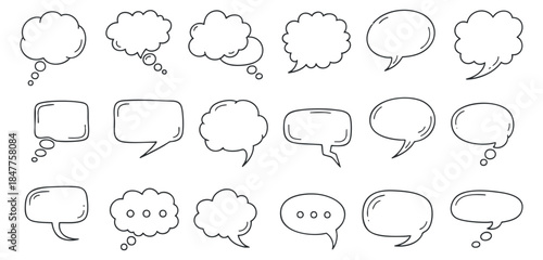 A set of speech bubbles in outline vector style, suitable for communication design and creative projects