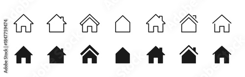 House icon. Clean home symbol for real estate and property tools. Simple residence vector for UI and app buttons. Modern building sign for navigation interfaces. Minimal roof concept pictogram.