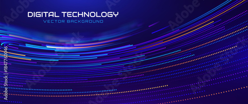 Digital Technology Vector Background. Futuristic AI Tech Banner With Glowing Abstract Connections, Perfect For Innovation And Cyber Security Presentations.