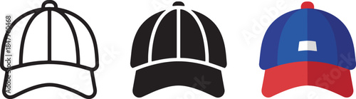 Baseball cap silhouette vector set. flat illustration of baseball cap for graphic design