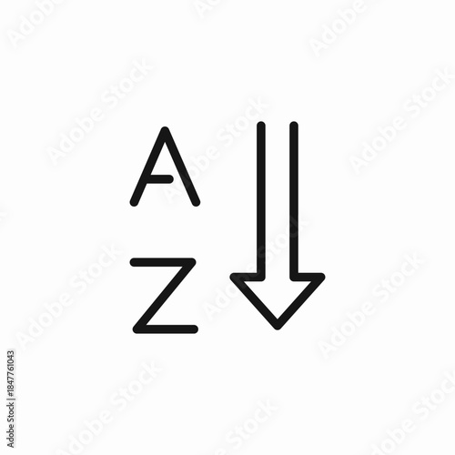 sort alphabetical ascending a-z icon sign vector
