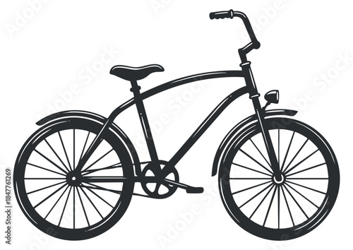 A classic bicycle in black and white outline vector style, perfect for fitness and outdoor activity themes