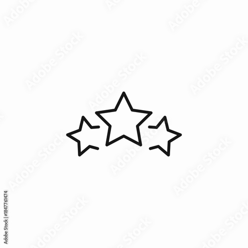 three uneven stars icon sign vector
