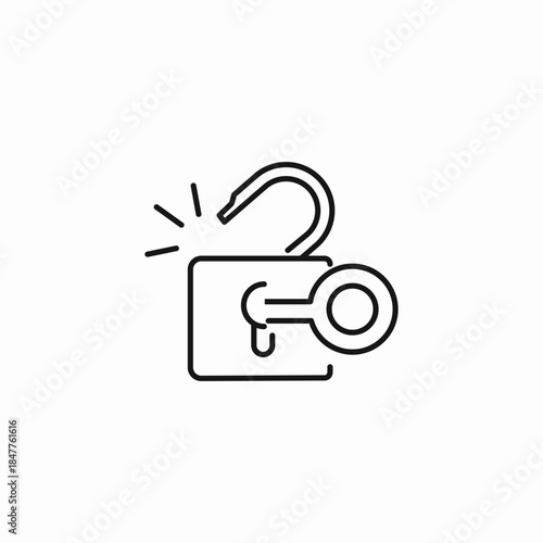 unlocking padlock key icon sign vector
