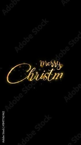 Merry Christmas Gold Animated Text in transparent background, lettering with alpha, for banner, social media feed wallpaper stories sale