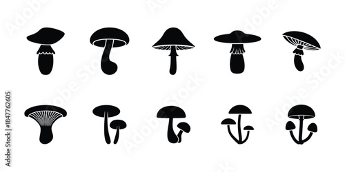 Black mushroom silhouette pack