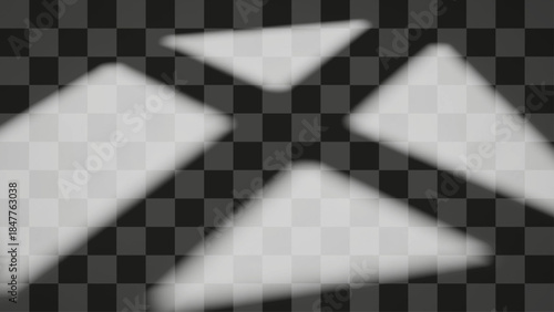 Soft light shadow overlay cross shape effect, abstract geometric projection texture, realistic studio lighting element