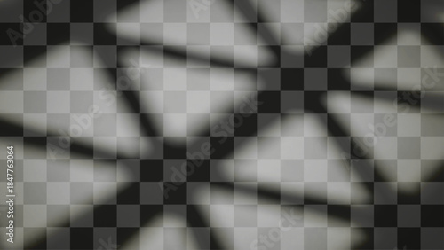 Abstract geometric shadow overlay effect, triangular light leak pattern, modern minimalist design element, transparent background texture