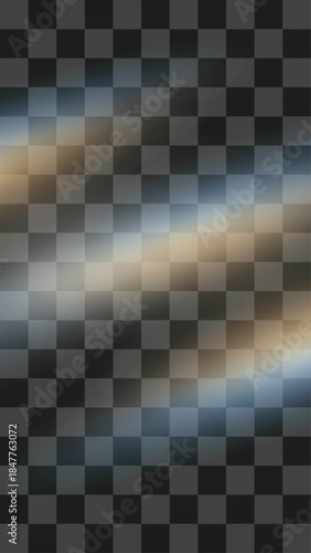 Abstract iridescent light beam on transparent background, realistic spectral color gradient overlay effect, metallic reflection texture design element