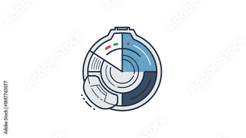 Circular abstract illustration with segments and indicators