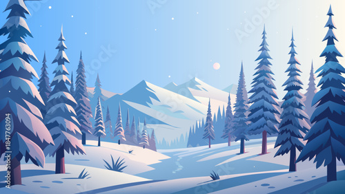 winter, snow panorama, landscape, background, nature, trees, fir trees, conifers, thawed patches, clouds, sky, scenery, frost, freshness, mint, relax, snow, mountain, cold, mountains, forest, ice