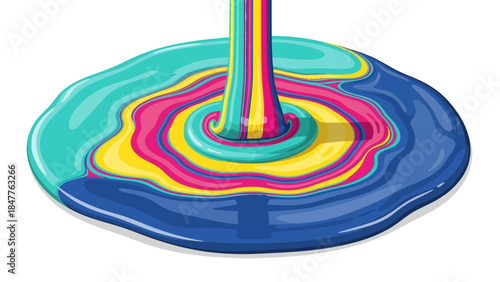 Colorful paint swirling on a white background