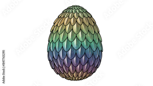 Colorful scaled egg on a white background