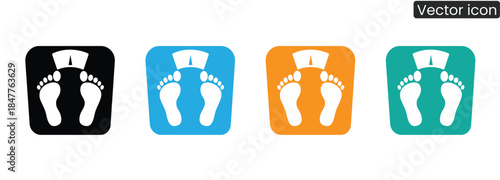 Vibrant icons of feet on scales for health and wellness projects