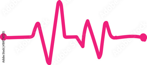 Pink Heartbeat Line on White Background