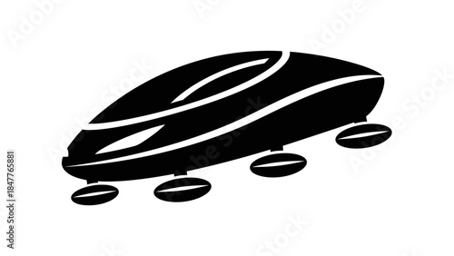 Minimalistic black and white abstract scooter illustration emphasizing sleek design and modern