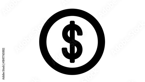 Minimalistic black and white dollar sign within a circular icon representing finance or currency