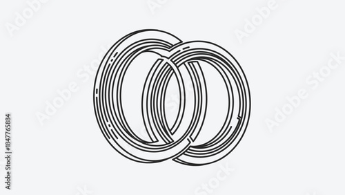 Minimalistic Abstract Circular Line Art Featuring Interlocking Rings for Visual Appeal