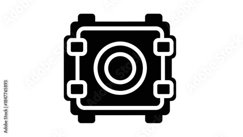 Minimalistic Black and White Geometric Icon Representing a Camera Lens or Scanner Image