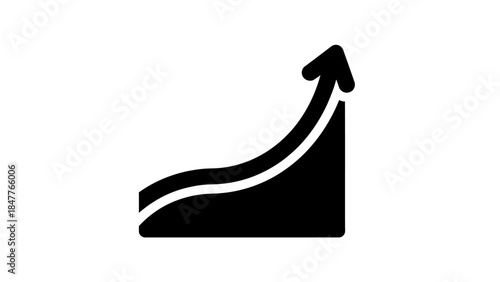 Minimalistic black and white upward trending growth chart symbol for business success