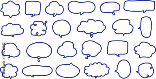 Blue Speech Bubbles Isolated on White Background