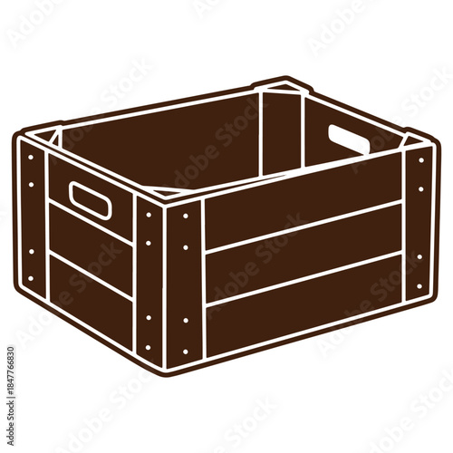 Empty wooden crate with handles isolated on transparent background perfect for storage and transportation solutions