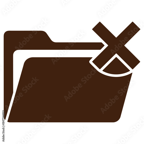 Folder Icon with Cross Mark Symbol Representing Deletion or Disabled Functionality