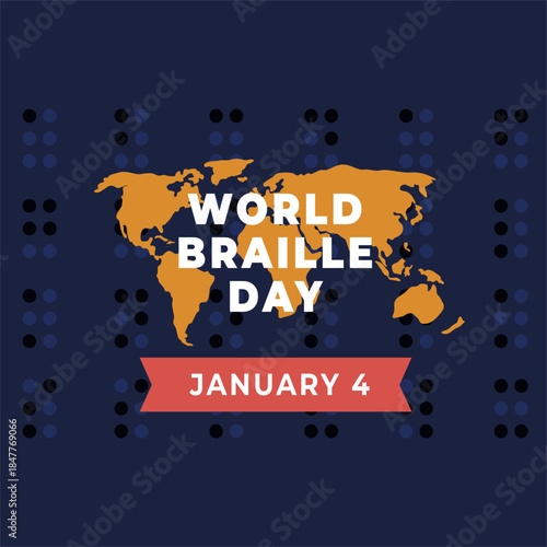 World braille day flyer illustration