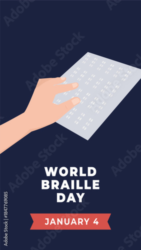 World braille day flyer illustration